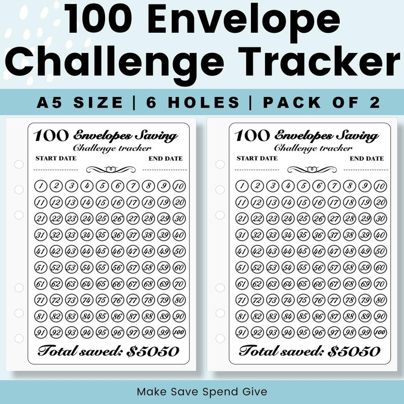 LingLingo 100 Envelopes Money Saving Challenge Binder  Easy and Fun Way to Save $5 050  A5 Budget Book with Cash Envelopes Kit Black White - Image 4